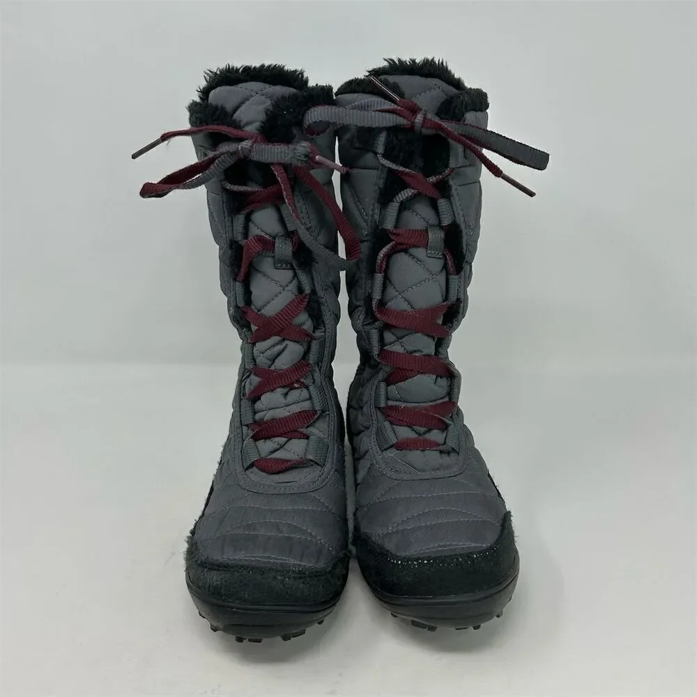 Columbia Kids Minx Mid III Waterproof Lace Up Boots Gray Size 4 Winter Hiking